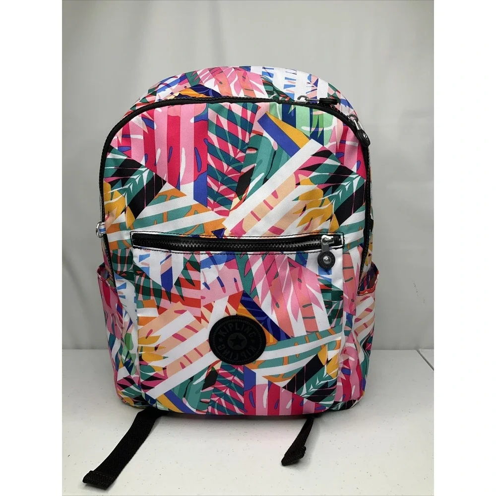 Kipling Chuwy Backpack Bookbag Tropical Patchwork Garden Book Bag Adjustable NWT